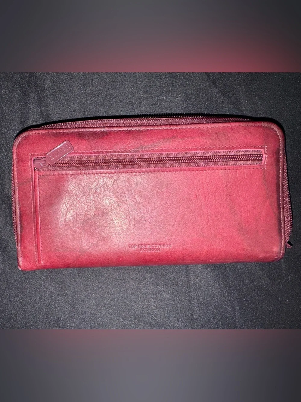 Buxton Red Leather Zip & Snap Wallet